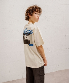 GEMO Tee-shirt à manches courtes inscriptions skate garçon beige standard