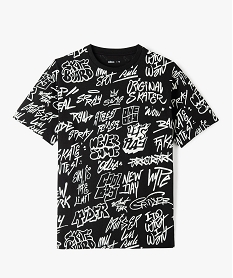 GEMO Tee-shirt à manches courtes inscriptions skate garçon noir standard