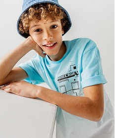 GEMO Tee-shirt manches courtes imprimé dos garçon - Minecraft Bleu