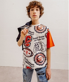 GEMO Tee-shirt manches courtes imprimé football américain garçon - Camps United blanc standard