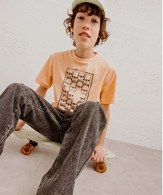 GEMO Tee-shirt manches courtes imprimé skate garçon Orange