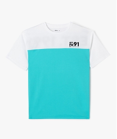GEMO Tee-shirt de sport bicolore à manches courtes garçon blanc vif