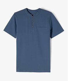 GEMO Polo à manches courtes et col mao garçon bleu horizon
