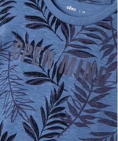 tee-shirt manches courtes a motif feuillage garcon bleu tee-shirtsJ979101_2