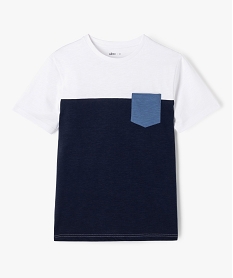 GEMO Tee-shirt manches courtes tricolore avec poche poitrine garçon navy