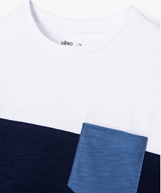 tee-shirt manches courtes tricolore avec poche poitrine garcon bleu tee-shirtsJ979301_2