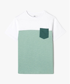 GEMO Tee-shirt manches courtes tricolore avec poche poitrine garçon vert standard