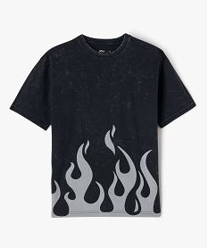 GEMO Tee-shirt manches courtes tie-and-dye imprimé flamme garçon noir vif