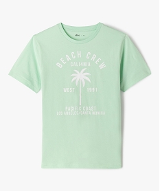 GEMO Tee-shirt manches courtes avec inscription garçon vert standard
