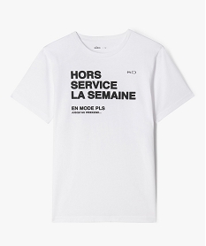 GEMO Tee-shirt manches courtes avec inscription garçon Blanc