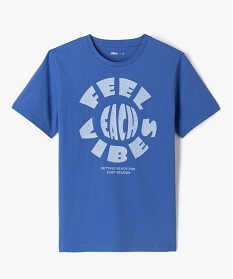 GEMO Tee-shirt manches courtes avec inscription garçon Bleu