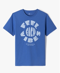 GEMO Tee-shirt manches courtes avec inscription garçon bleu standard