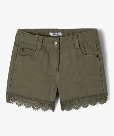 GEMO Short en jean coloré avec finition dentelle fille Vert