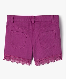 short en jean colore avec finition dentelle fille violetJ984901_3