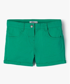 GEMO Short en coton stretch avec revers fille Vert