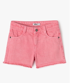GEMO Short en jean délavé à franges fille rose standard