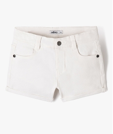 GEMO Short en jean coloré en denim stretch fille Blanc