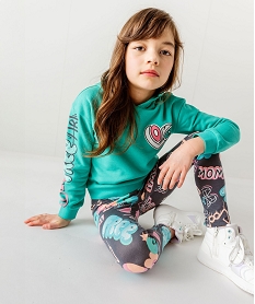 GEMO Sweat à capuche avec inscriptions graffitis fille vert standard