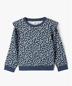 GEMO Sweat à motifs fleuris avec volants sur les épaules fille noir chine