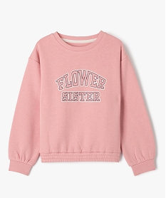 GEMO Sweat à col rond avec inscription sur le buste fille rose standard