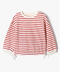 GEMO Sweat manches 34 à rayures ajustable à la taille fille rouge standard