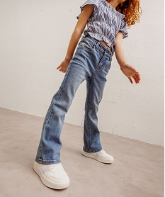 GEMO Jean Flare extensible avec ceinture ajustable fille bleu vif
