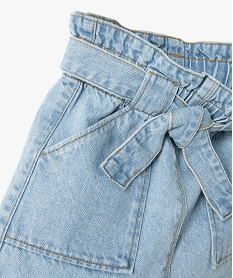 jupe en jean avec taille foncee effet paper bag fille grisJ991101_2