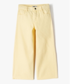 pantalon large a taille ajustable en coton fille jauneJ991801_1