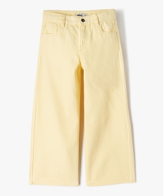 GEMO Pantalon large à taille ajustable en coton fille Jaune