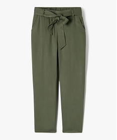 GEMO Pantalon carotte fluide avec ceinture à nouer fille kaki standard