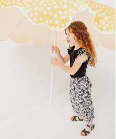 GEMO Pantalon imprimé en toile de coton fille noir standard