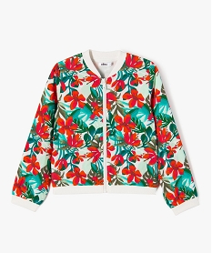 GEMO Veste zippée en viscose à motifs fleuris fille Rouge