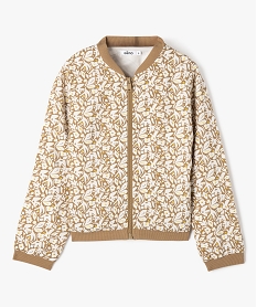 GEMO Veste zippée en viscose à motifs fleuris fille kaki standard
