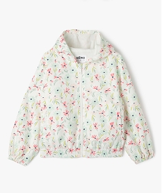 GEMO Blouson déperlant à capuche à motifs fleuris fille Beige