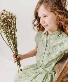 GEMO Chemise à manches courtes à motifs fleuris fille Vert