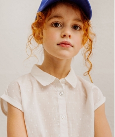 GEMO Chemise sans manches loose en coton plumetis fille blanc standard