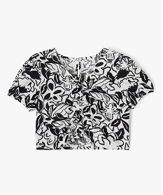 GEMO Blouse à manches courtes à motifs fleuris fille noir standard