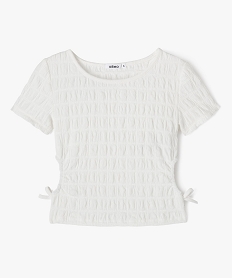 GEMO Tee-shirt à manches courtes avec ouvertures sur les côtés fille blanc chine