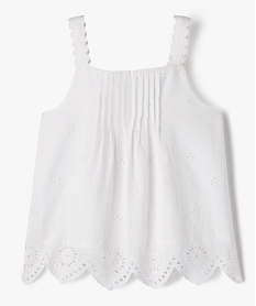 GEMO Blouse à bretelles en broderie anglaise fille blanc chine