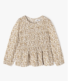 GEMO Blouse manches longues fluide à larges smocks fille kaki standard