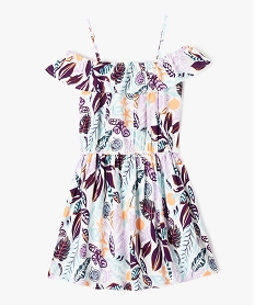 GEMO Robe à bretelles avec col volanté fille Beige