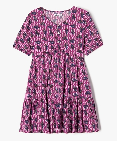 GEMO Robe manches courtes ballon imprimée fille violet standard