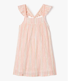 GEMO Robe à bretelles volantées et croisées en gaze de coton fille Rose