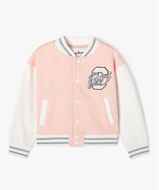 blouson en molleton et fermeture pressionnee fille roseK000201_1