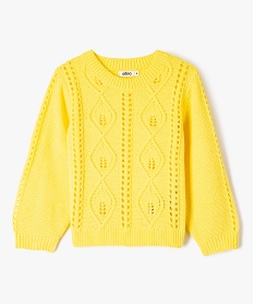 GEMO Pull ajouré en maille chenille fille Jaune