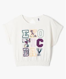 GEMO Tee-shirt oversize à manches courtes fille blanc chine