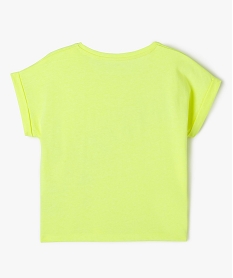 tee-shirt manches courtes a revers coupe large et courte fille jaune tee-shirtsK002301_3