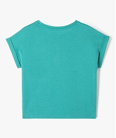 tee-shirt manches courtes a revers coupe large et courte fille vert tee-shirtsK002601_3