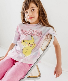 tee-shirt manches courtes tie-and-dye imprime pikachu fille - pokemon roseK002701_1