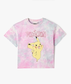 tee-shirt manches courtes tie-and-dye imprime pikachu fille - pokemon roseK002701_2